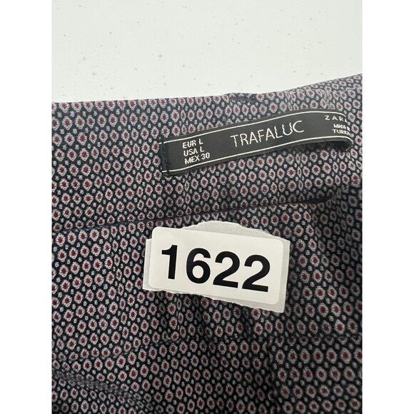 ZARA Trafaluc Women's Pants Navy Blue Red Dot Print Side Zipper Stretch Size L - Picture 11 of 11